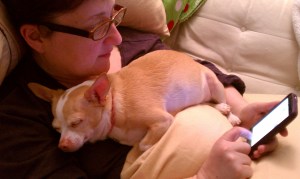 Me with my assistant, Poppy.